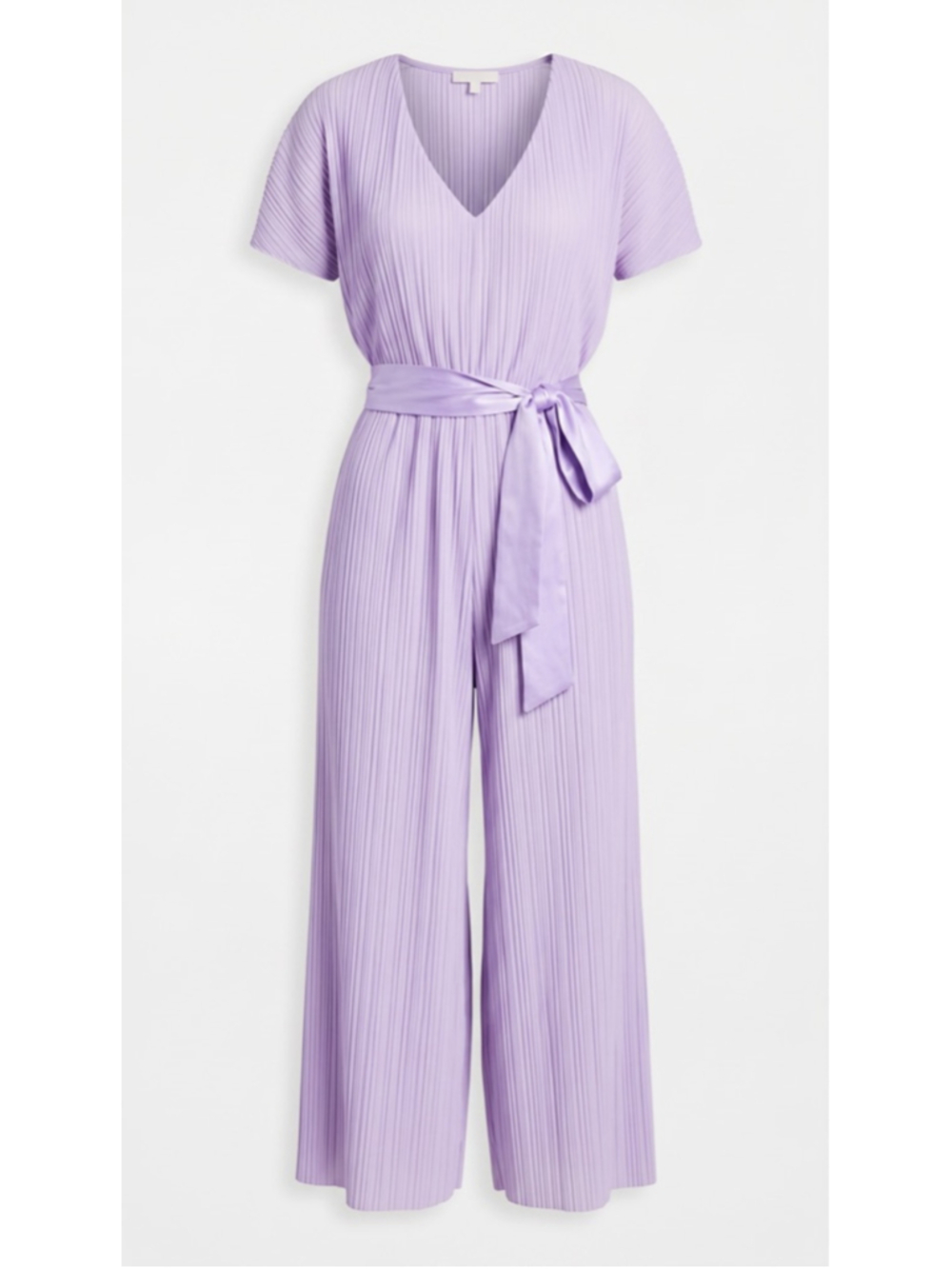 Alice + Olivia Mitsue Plisse Lavender Crop Jumpsuit Pleated Belt NWT 8